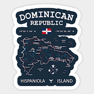 Dominican Republic Map Flag Santo Domingo Capital Sticker